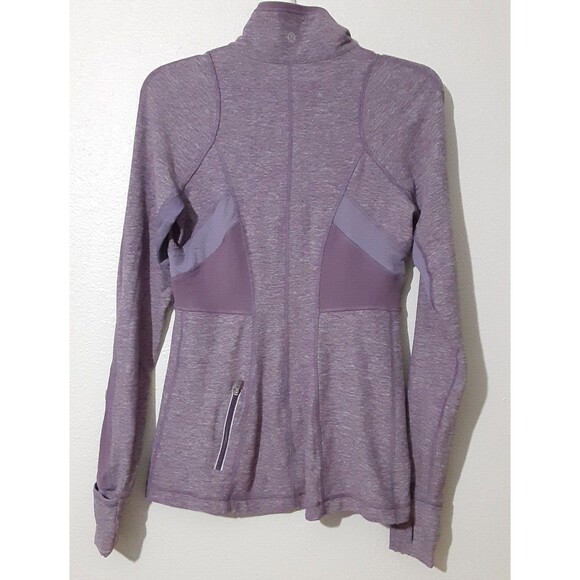 Lululemon size 8 Pull-Over Top Long Sleeve Cold 1/4 zip Hands Warm Heart Purple - Picture 5 of 9